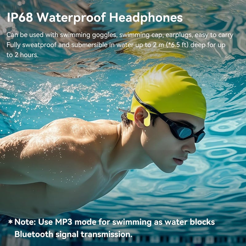 Hostena Swimming Headphones IP68 Waterproof, Open Ear Bone Conduction Underwater Headphones Bluetooth 5.4& MP3 with 32GB Memory Card, Soft/Skin/Lightweight Sound Swim Earbuds-SurfAudio(Green) - Image 4